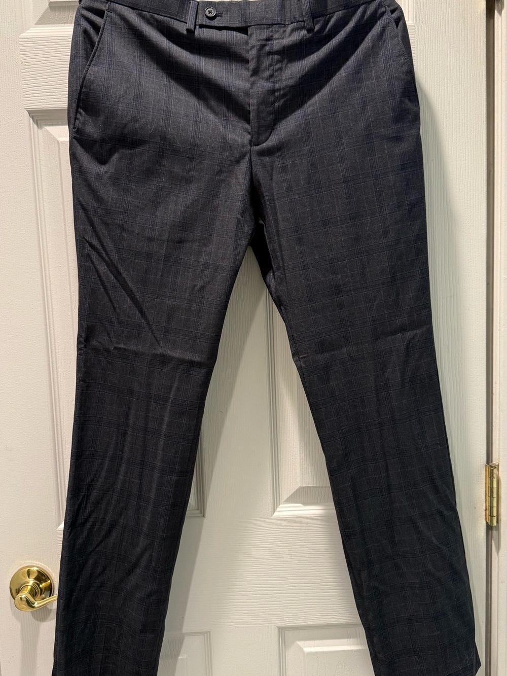 DKNY Men’s Charcoal Plaid Dress Pants